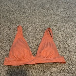 Aerie pink waffle knit bikini top (size small)